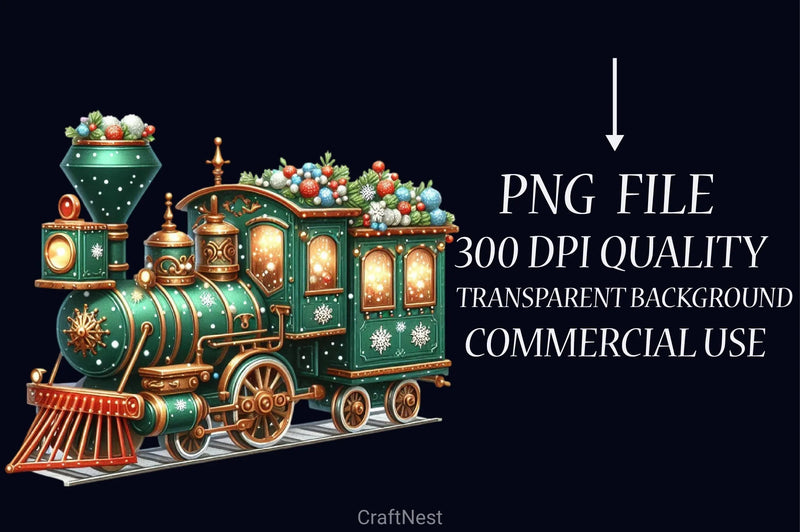 Christmas Vintage Train Clipart Bundle - CraftNest - Digital Crafting and Art