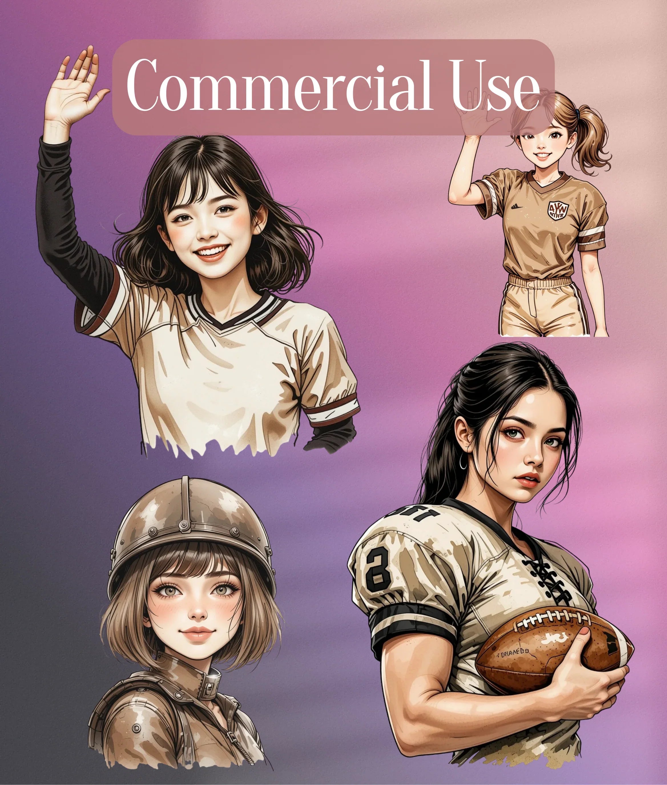 Vintage Football Portrait Clipart Bundle - CraftNest - Digital Crafting and Art