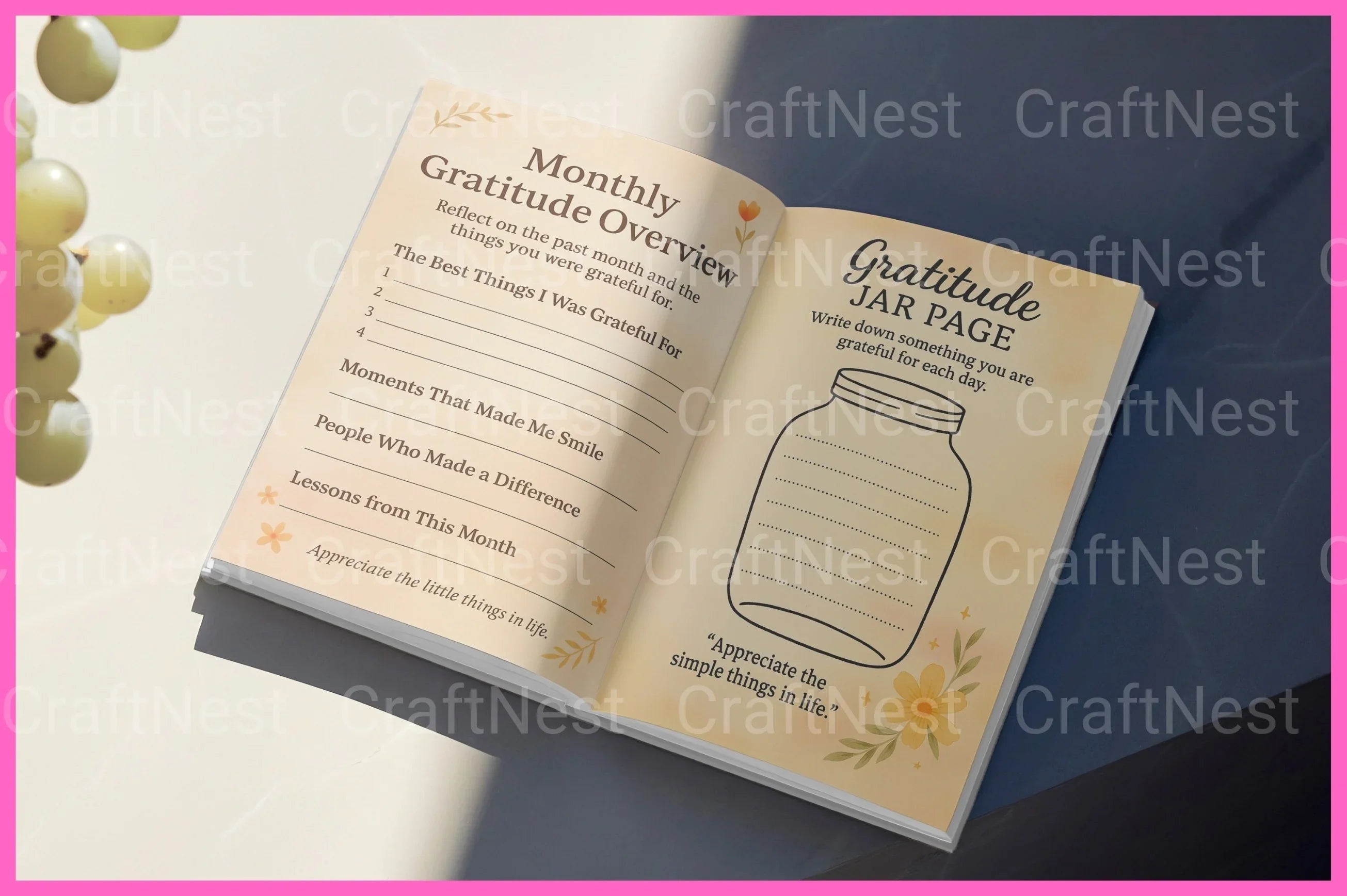 Gratitude Growth Workbook for Personal Development - CraftNest - Digital Crafting and Art