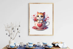 Valentine Cat Cup Clipart Bundle - CraftNest - Digital Crafting and Art