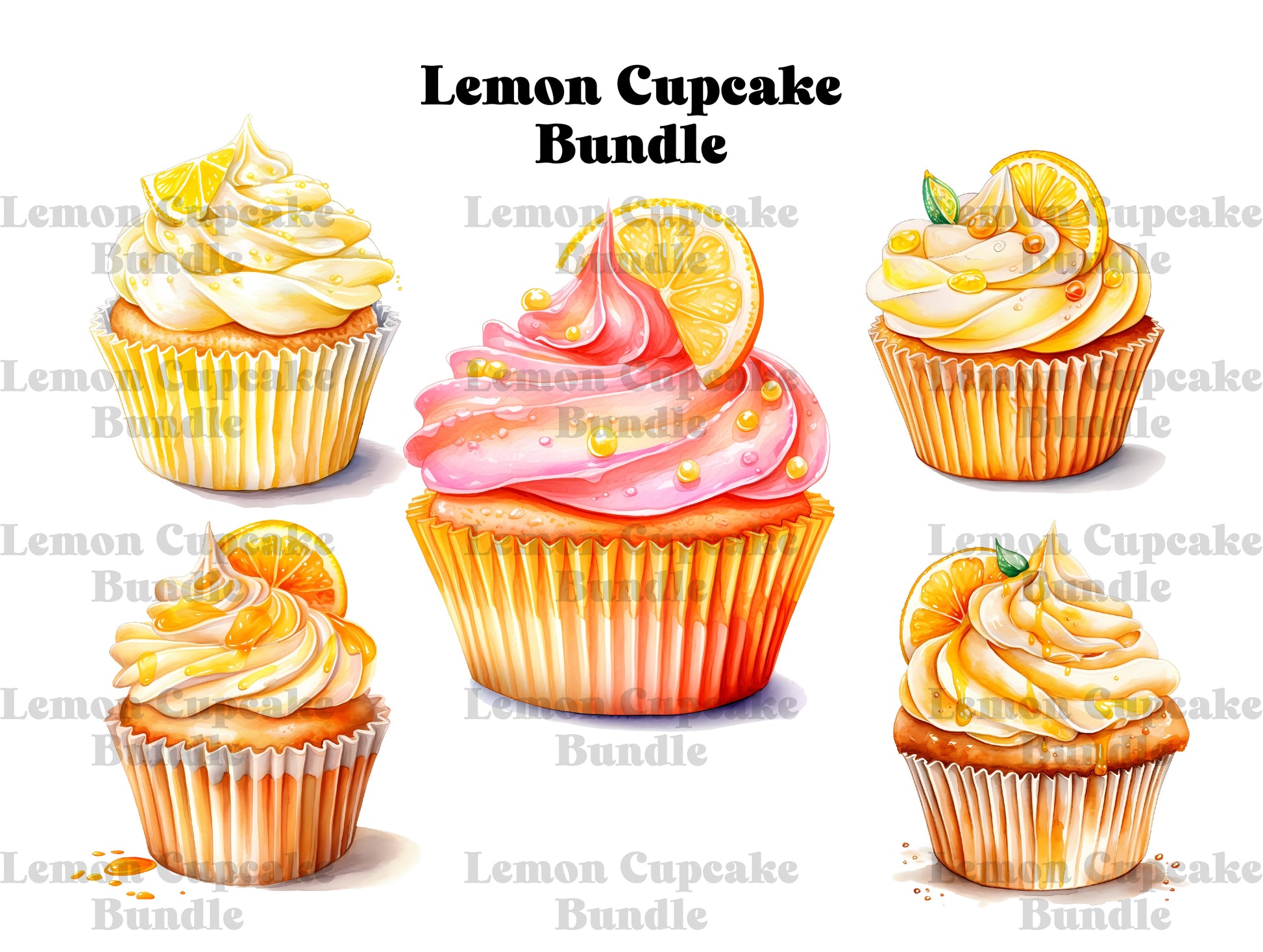 Lemon Cupcakes Clipart - CraftNest