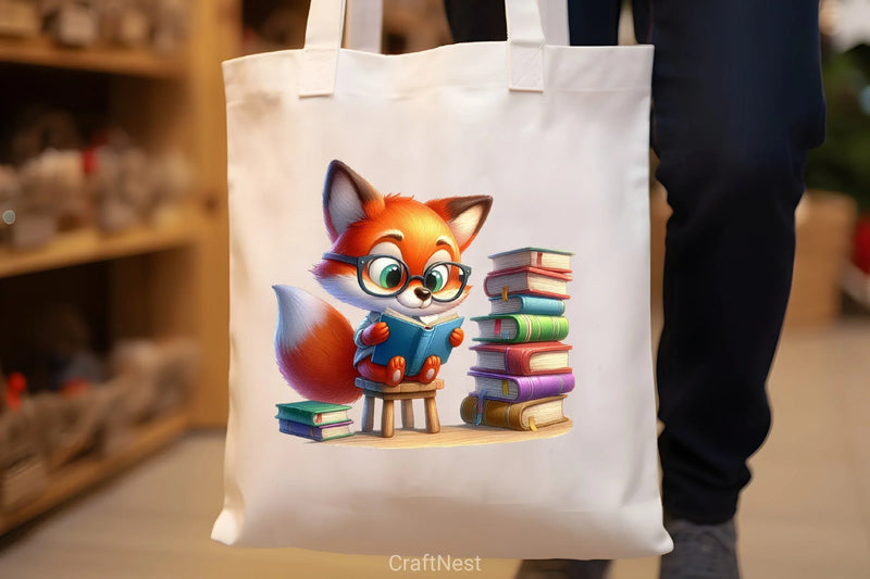 Cute Fox Reading Clipart Bundle - CraftNest - Digital Crafting and Art