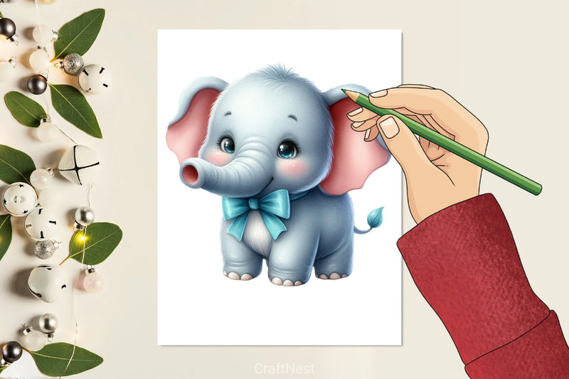 Cute Elephant Clipart Bundle - CraftNest - Digital Crafting and Art