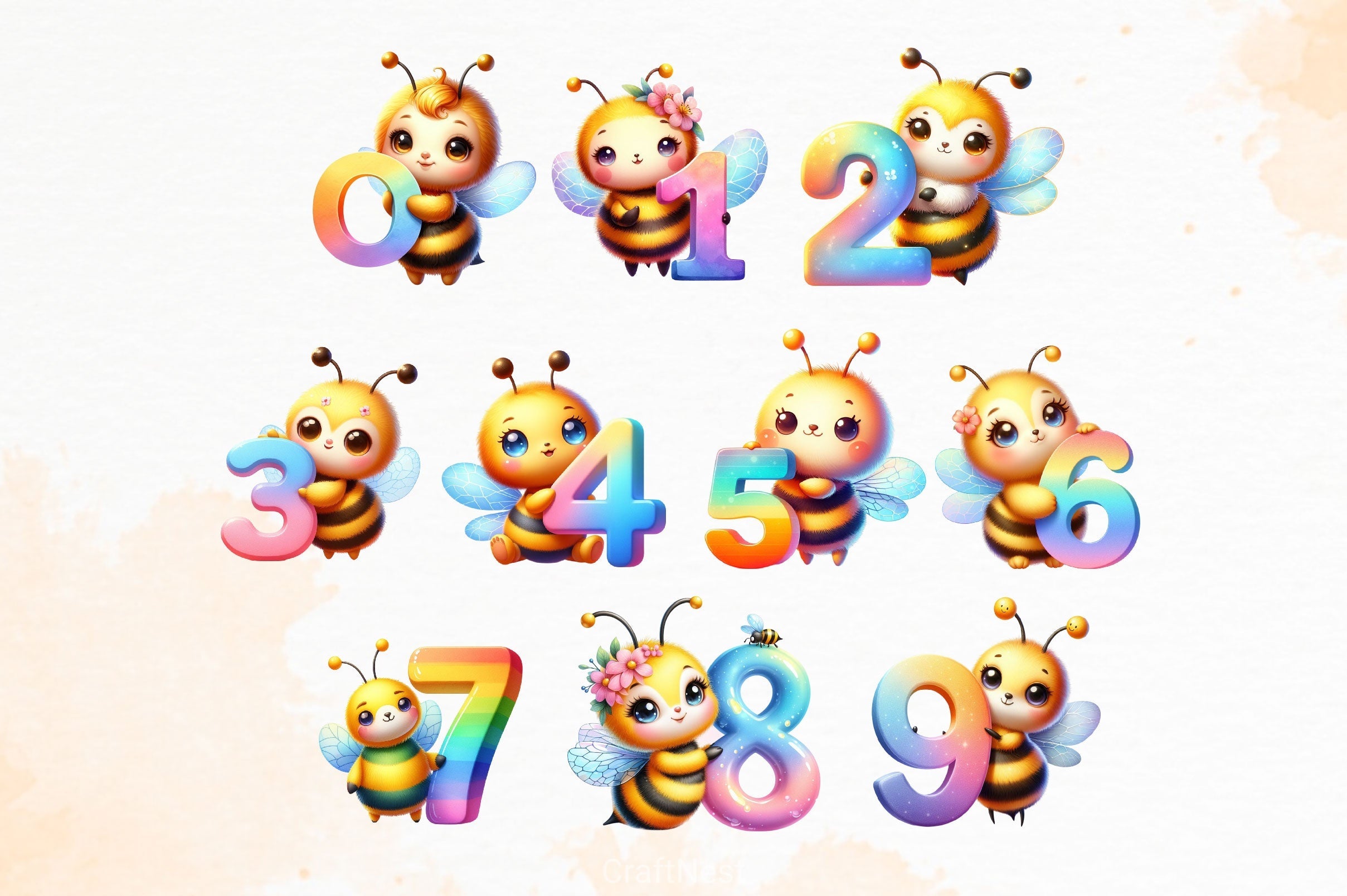 Cute Bee Alphabet Clipart Bundle