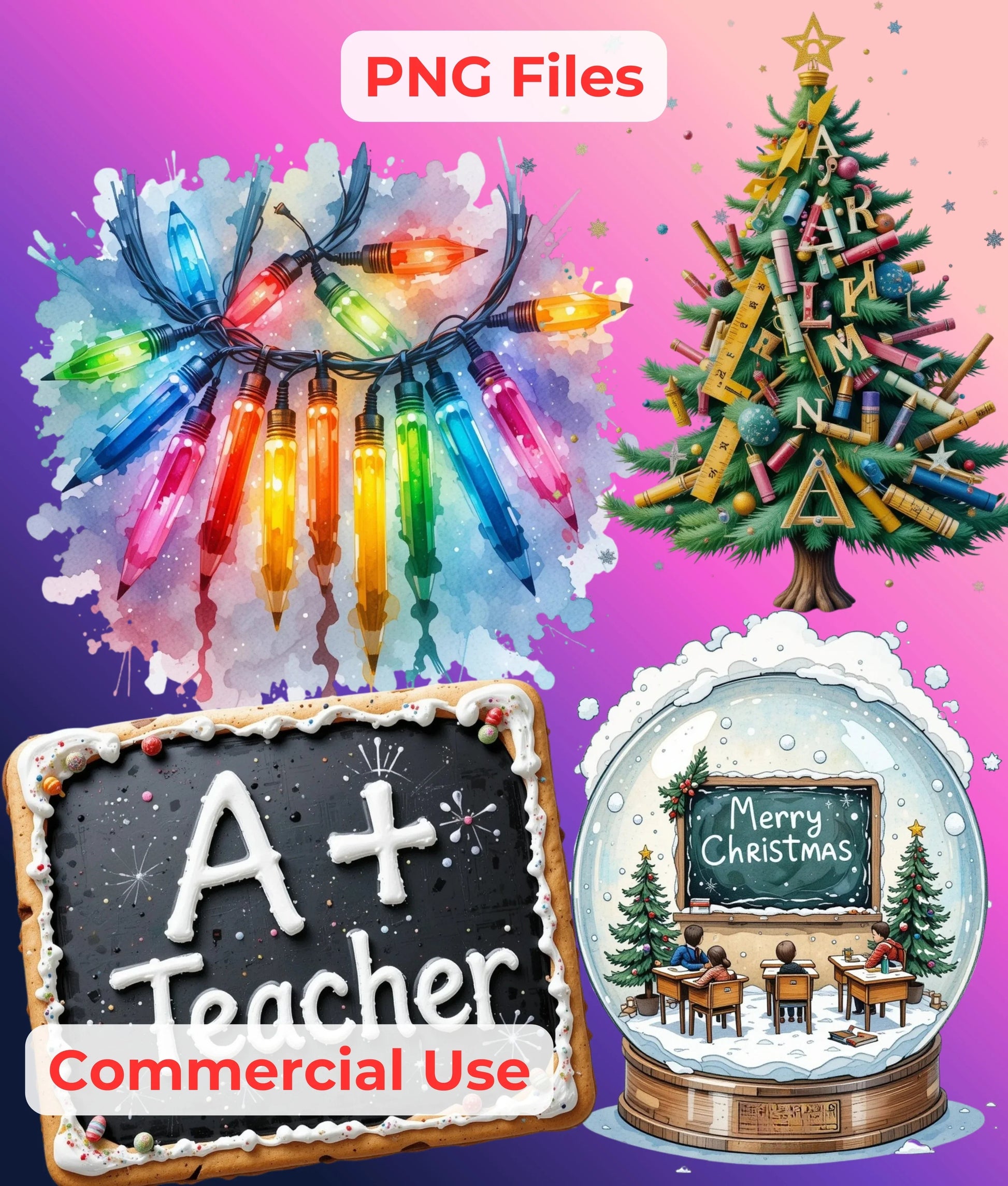Teacher Christmas Clipart Bundle - CraftNest - Digital Crafting and Art