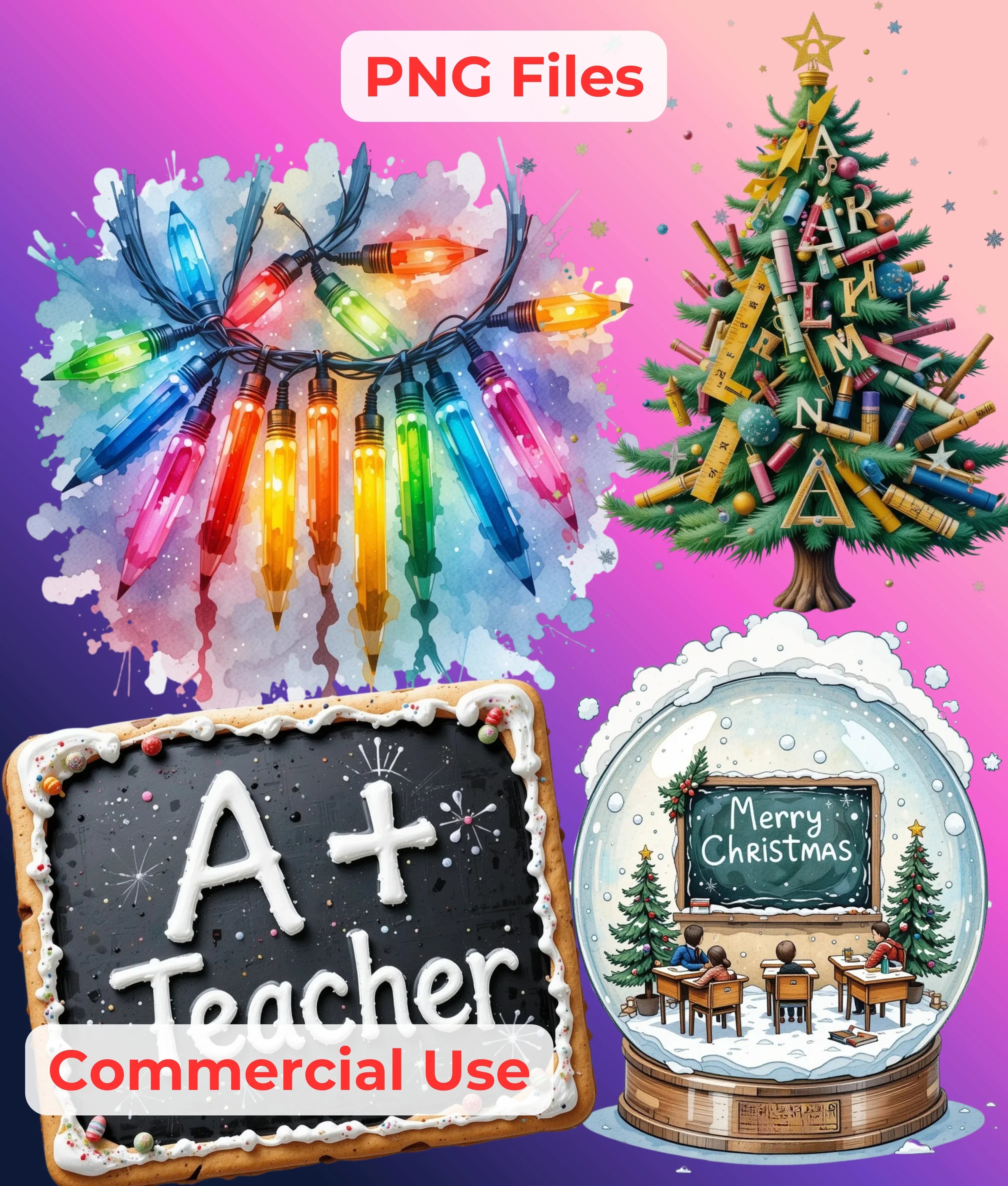Teacher Christmas Clipart Bundle - CraftNest - Digital Crafting and Art