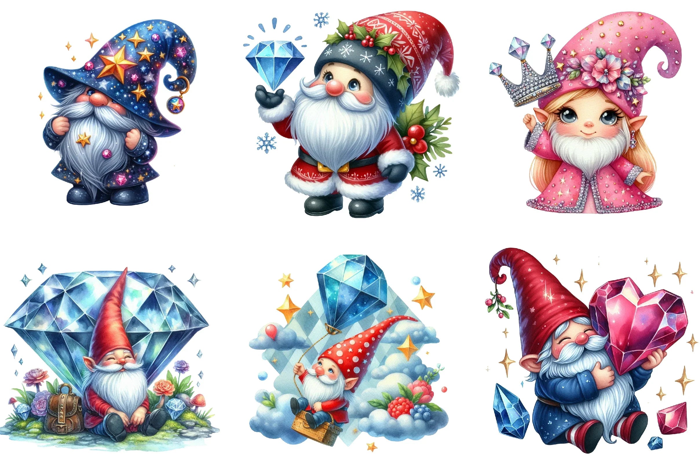 Diamond Gnome Clipart Bundle - CraftNest - Digital Crafting and Art