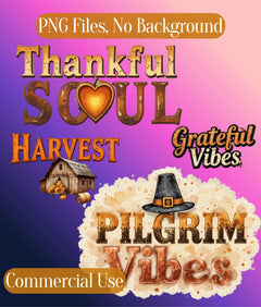 Thanksgiving Retro Distressed Text Clipart Bundle - CraftNest - Digital Crafting and Art