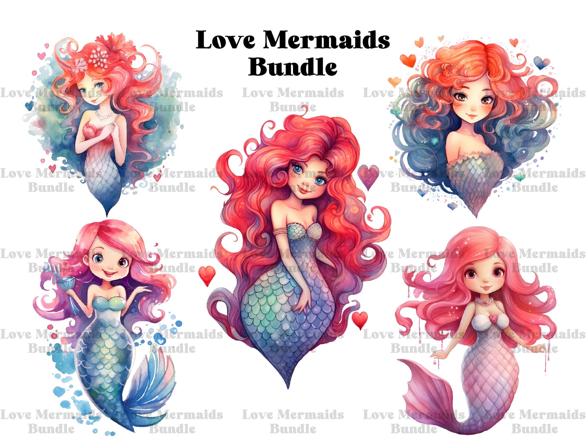 Love Mermaids Clipart - CraftNest