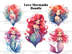 Love Mermaids Clipart - CraftNest