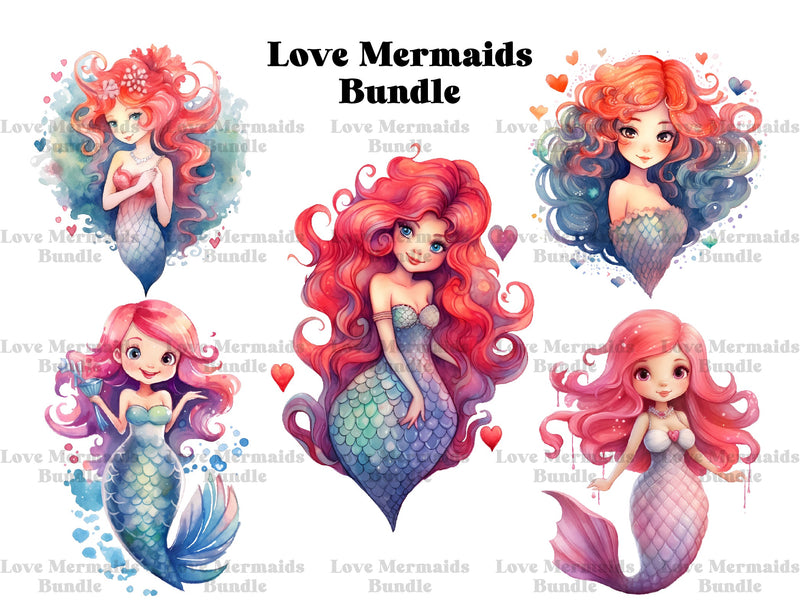 Love Mermaids Clipart - CraftNest