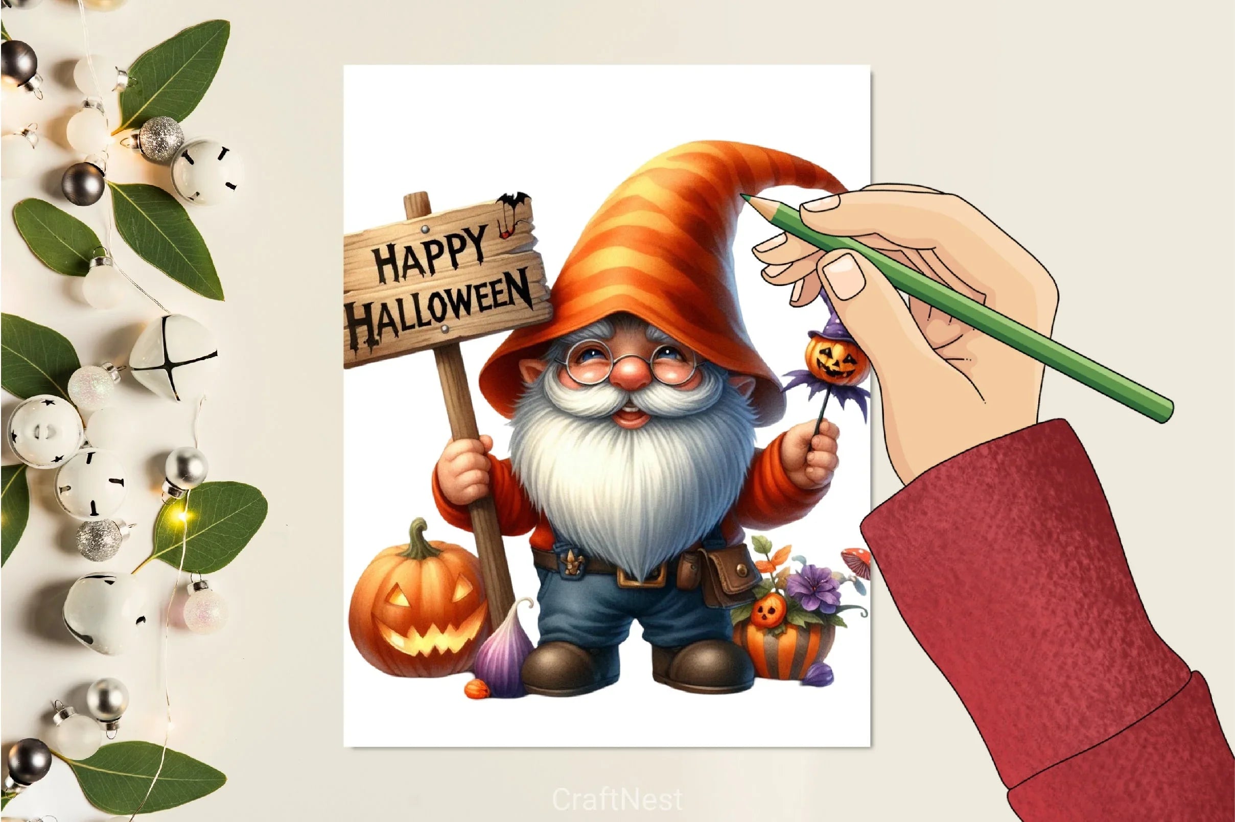 Halloween Gnome Sign Clipart Bundle - CraftNest - Digital Crafting and Art