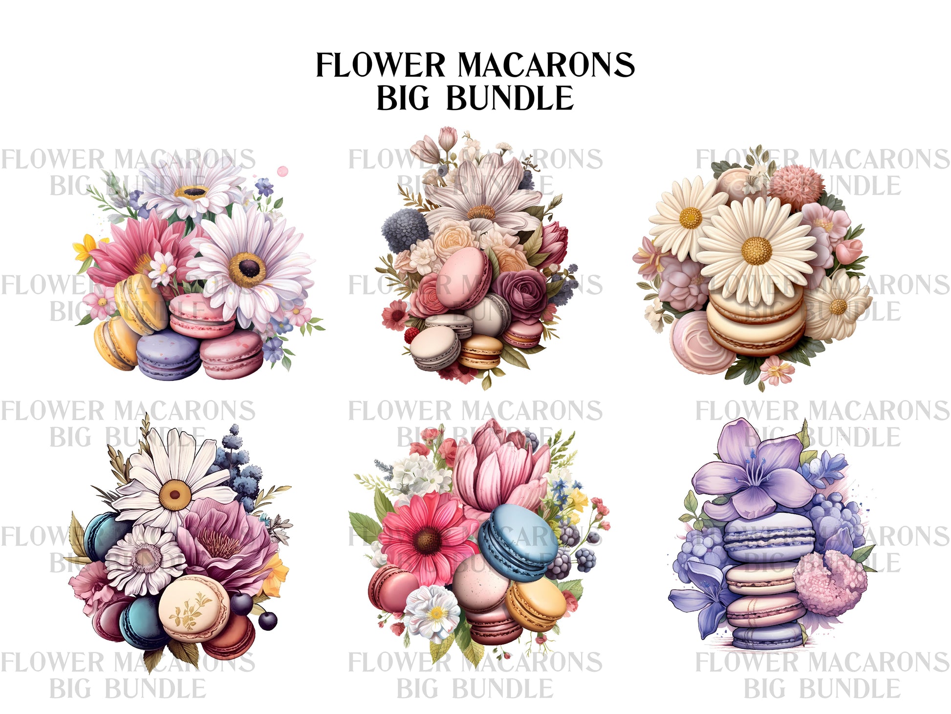 Flower Macarons Clipart - CraftNest