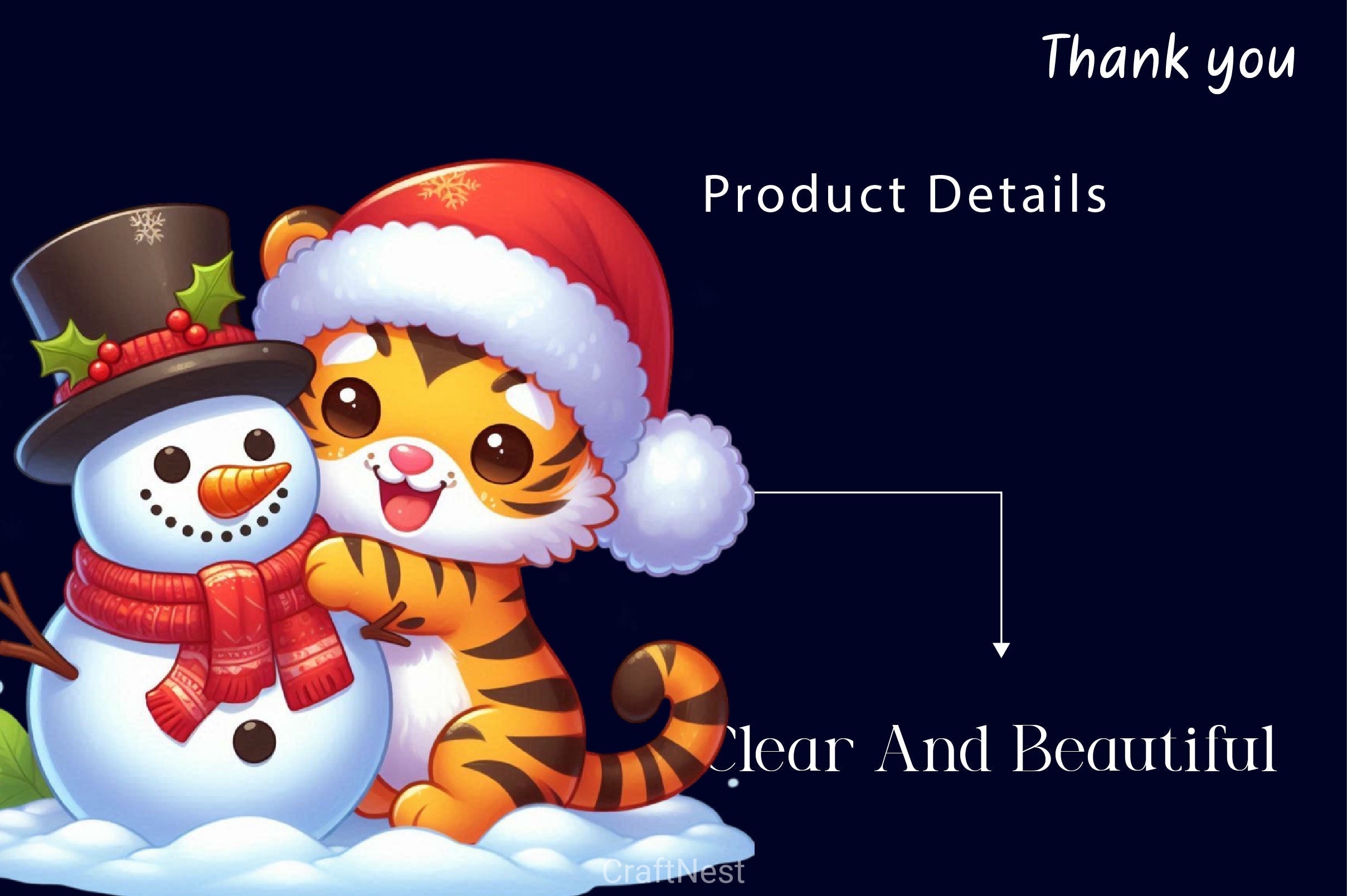 Cute Christmas Tiger Clipart Bundle 2