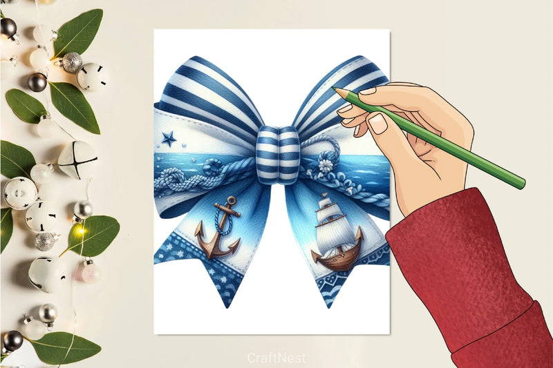 Blue Bows Clipart Bundle - CraftNest - Digital Crafting and Art