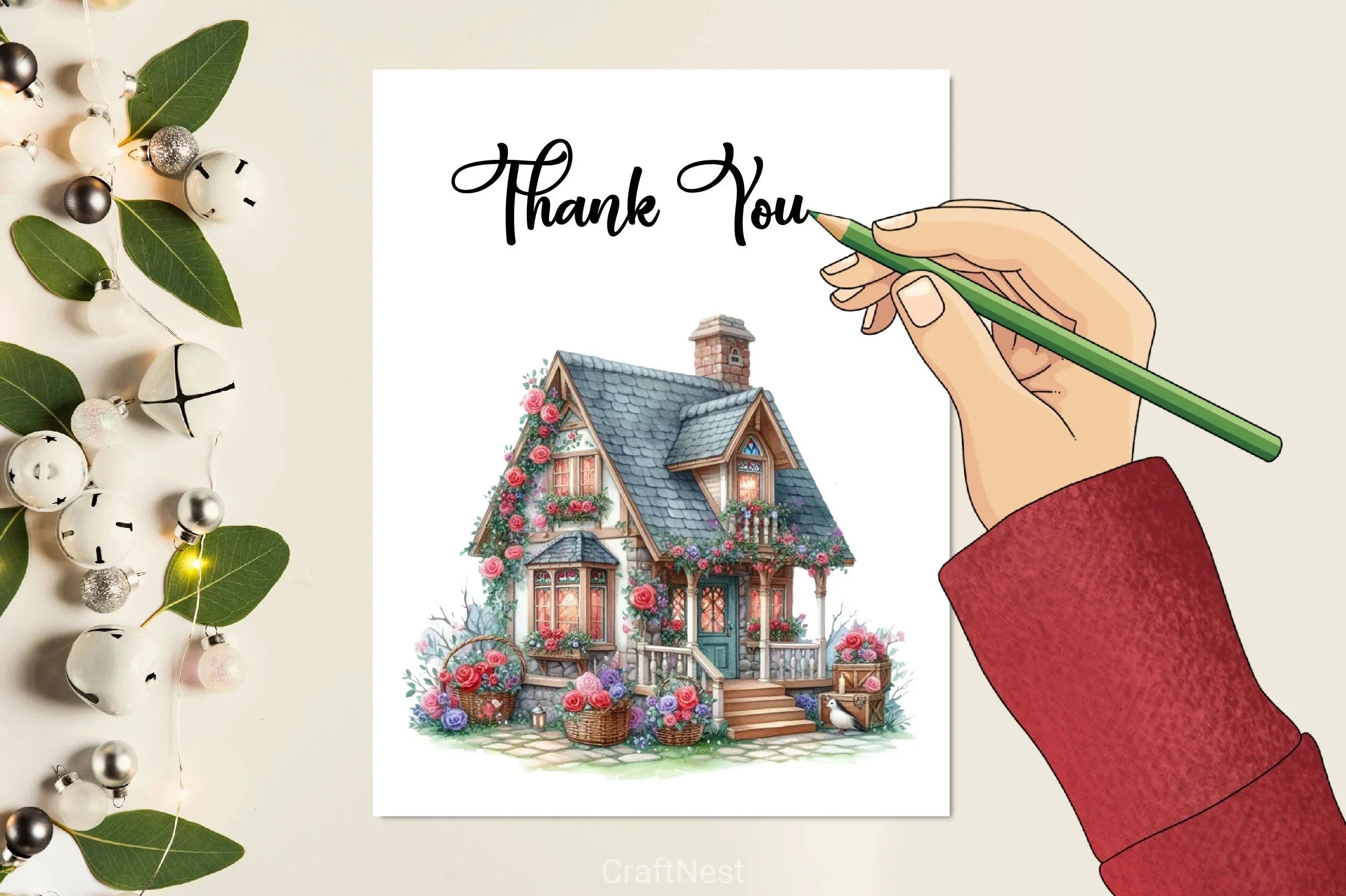 Romantic Valentine's Cottage Clipart Bundle - CraftNest - Digital Crafting and Art
