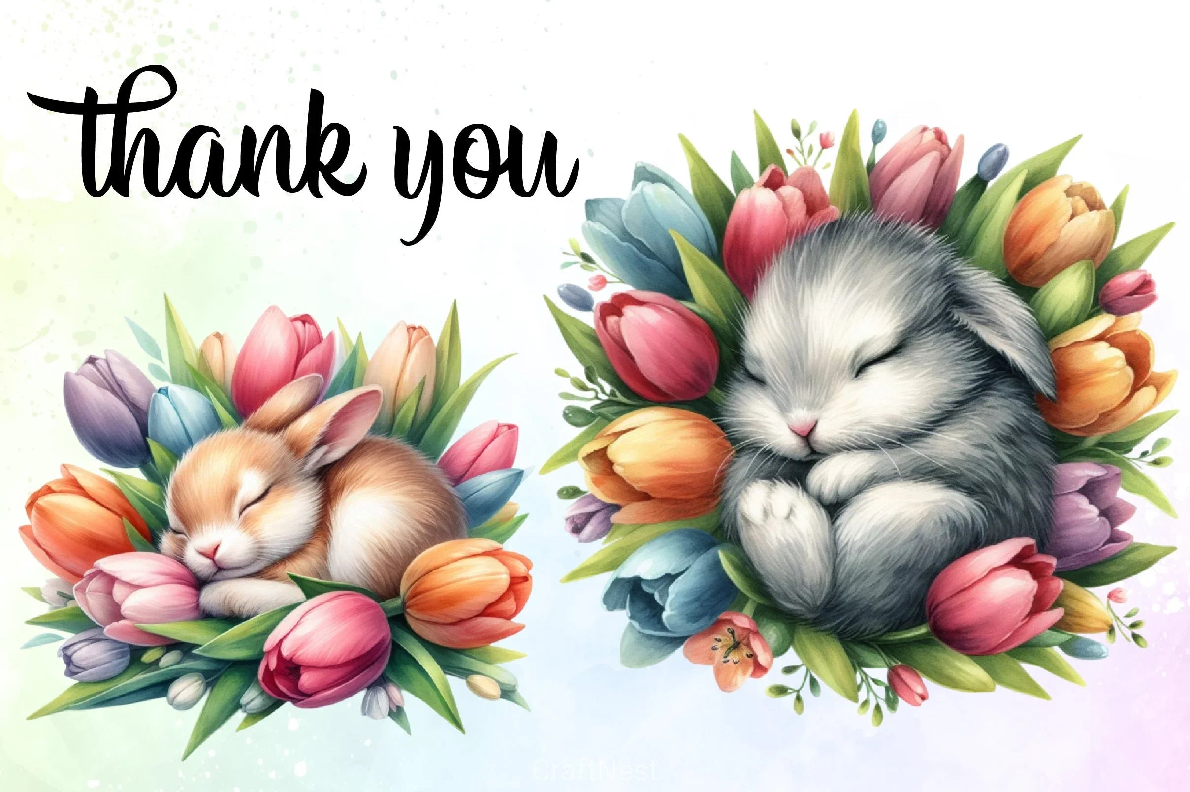 Sleeping Bunny Clipart Bundle - CraftNest - Digital Crafting and Art