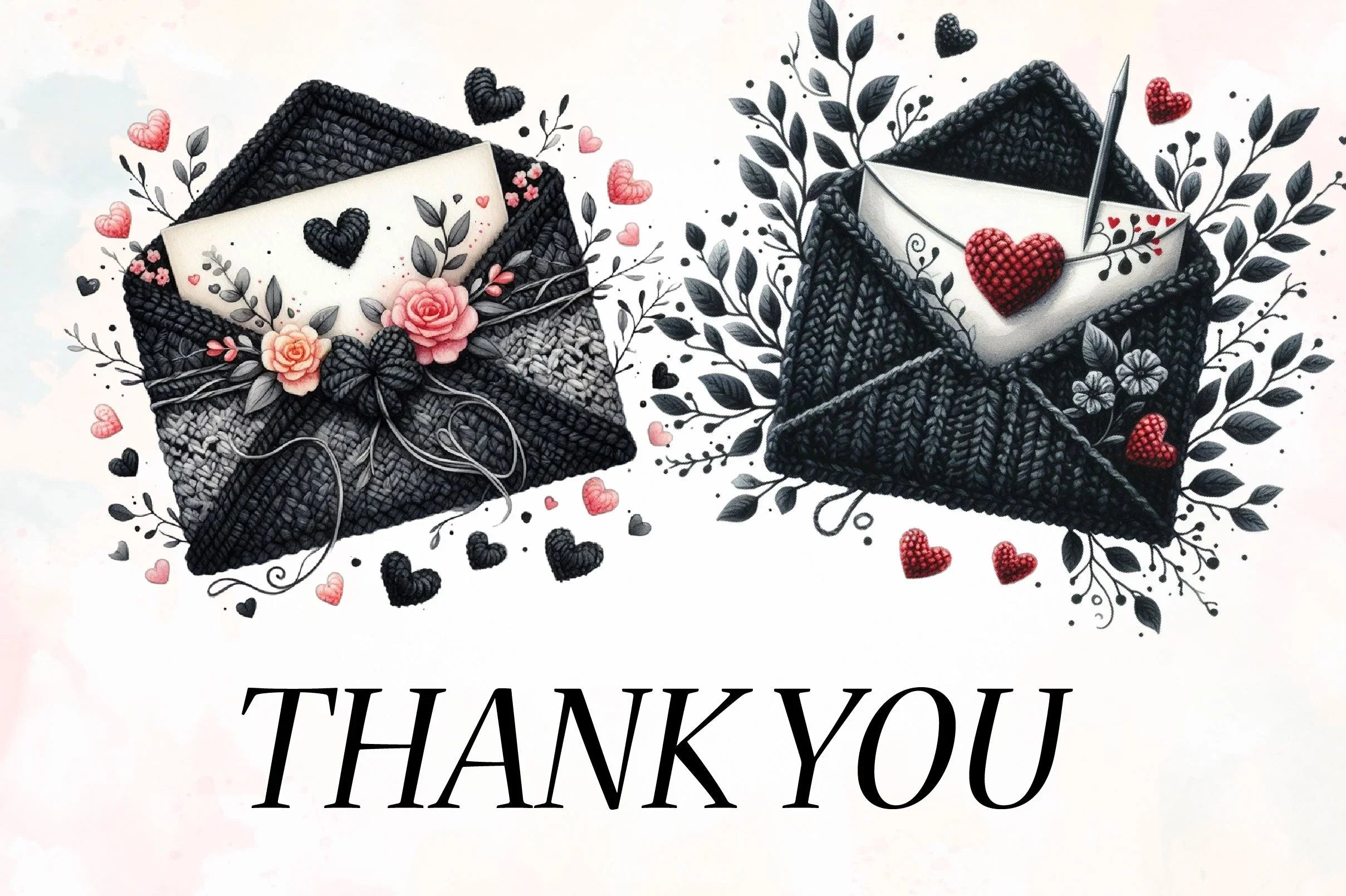 Black Valentine Crochet Envelopes Bundle - CraftNest - Digital Crafting and Art