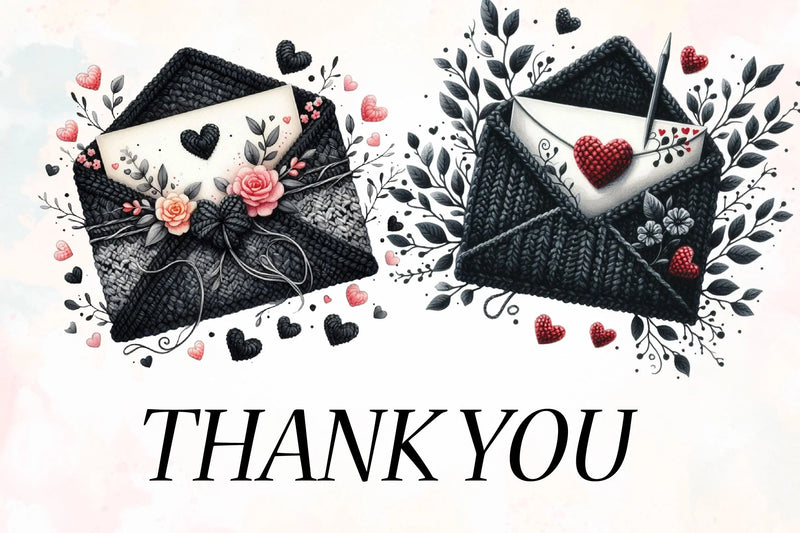 Black Valentine Crochet Envelopes Bundle - CraftNest - Digital Crafting and Art