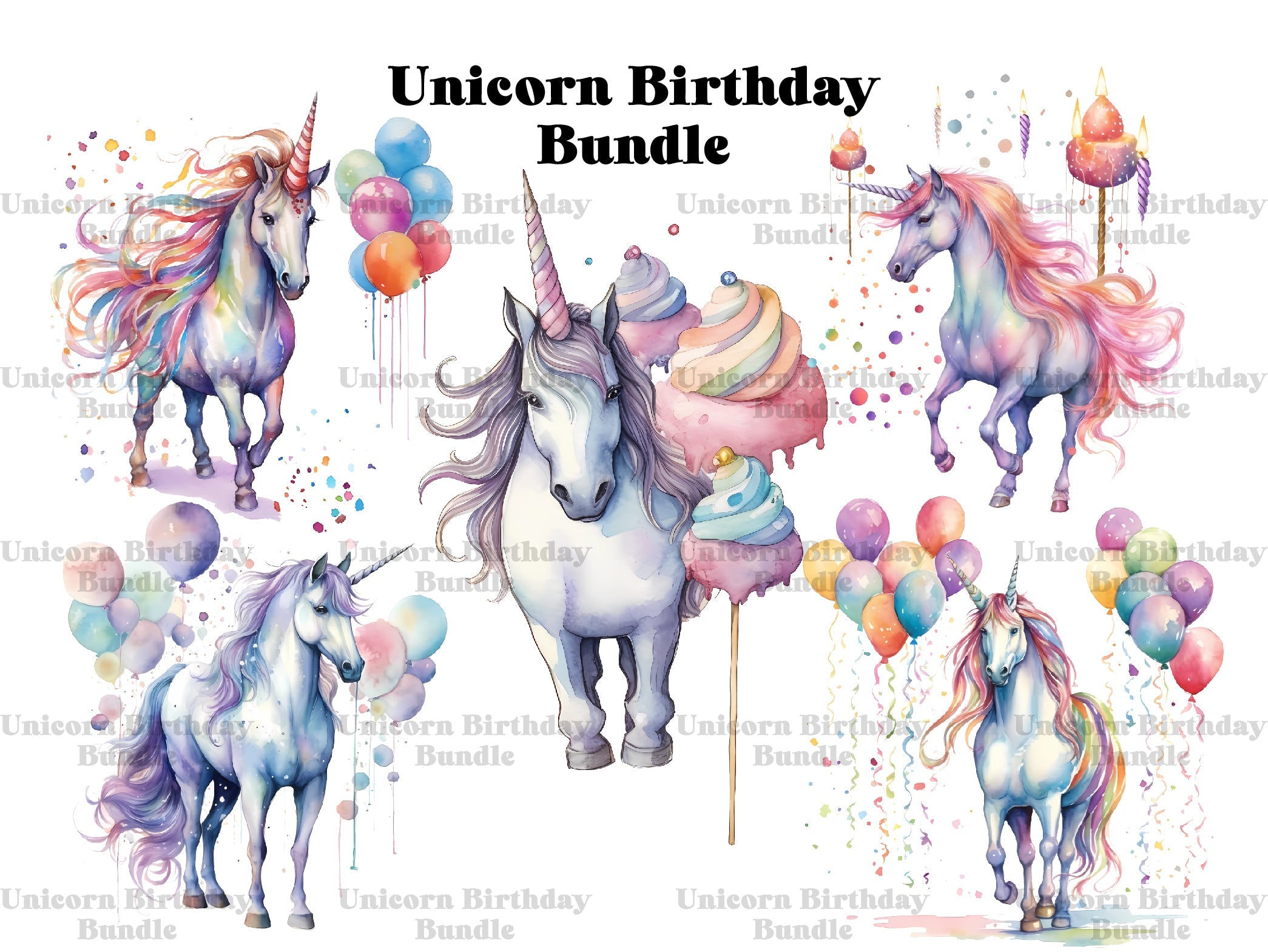 Unicorn Birthday Clipart - CraftNest