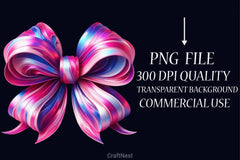 Shiny Pink & Purple Bow Clipart Bundle - CraftNest - Digital Crafting and Art