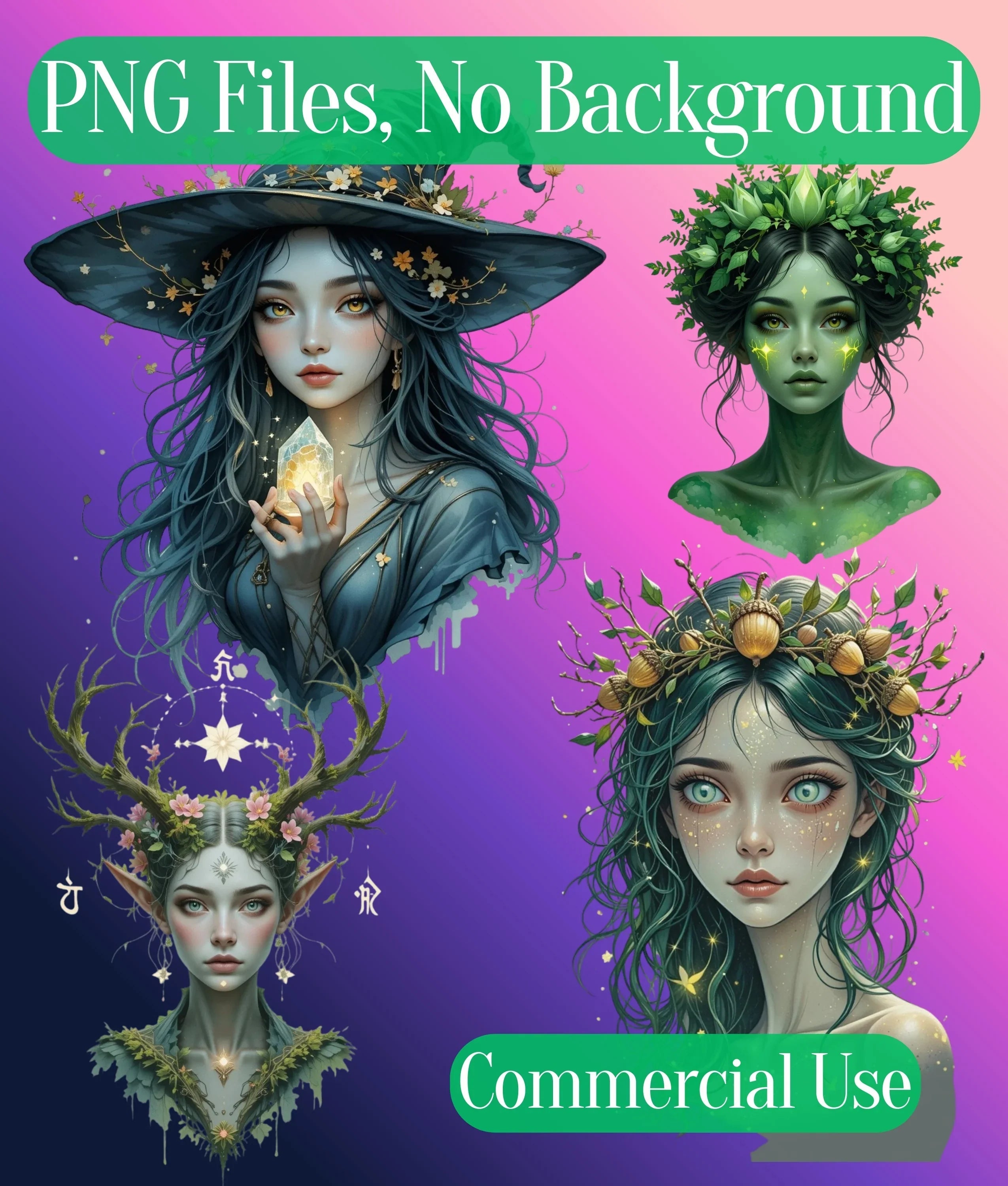 Ethereal Forest Witch Clipart Bundle - CraftNest - Digital Crafting and Art