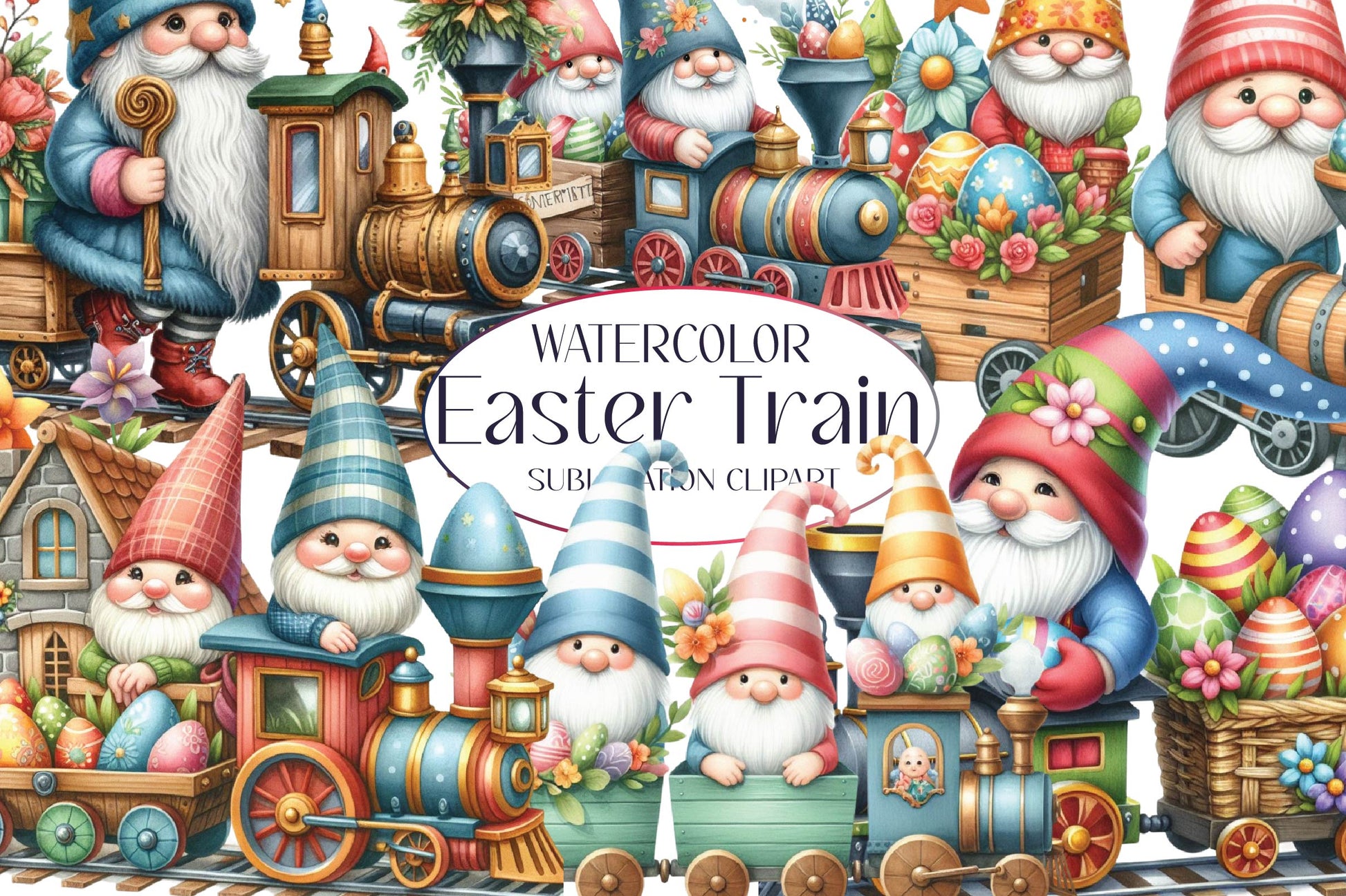 Easter Gnome Train Clipart Bundle - CraftNest - Digital Crafting and Art
