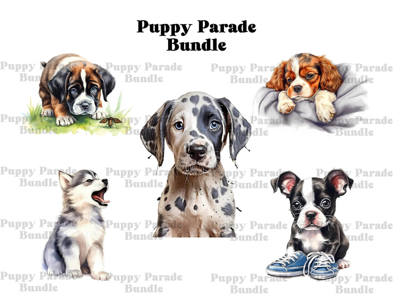 Puppy Parade Clipart - CraftNest