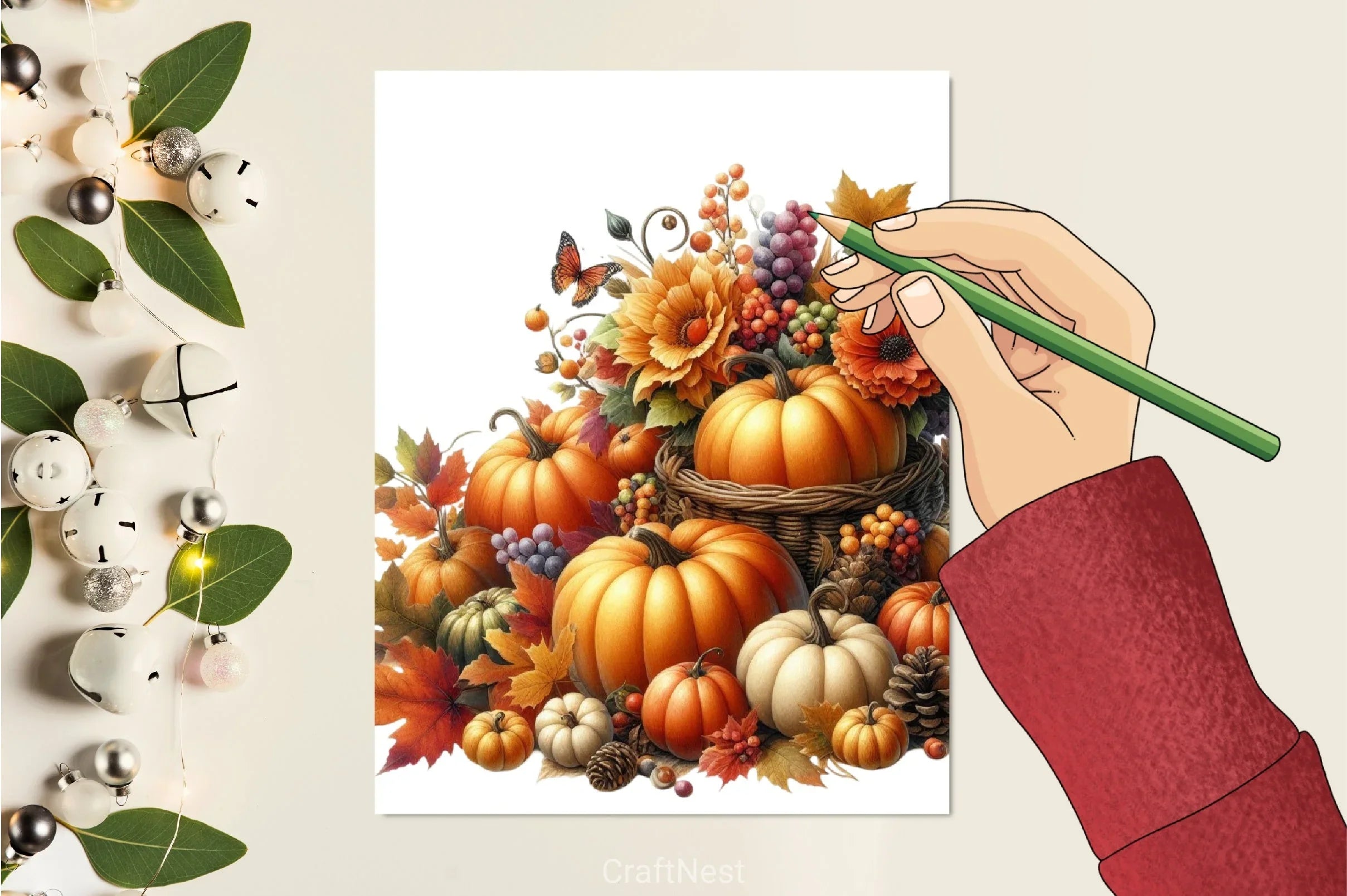 Autumn Pumpkins & Flowers Clipart Bundle - CraftNest - Digital Crafting and Art