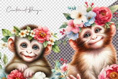 Cute Monkey Clipart Bundle - CraftNest - Digital Crafting and Art