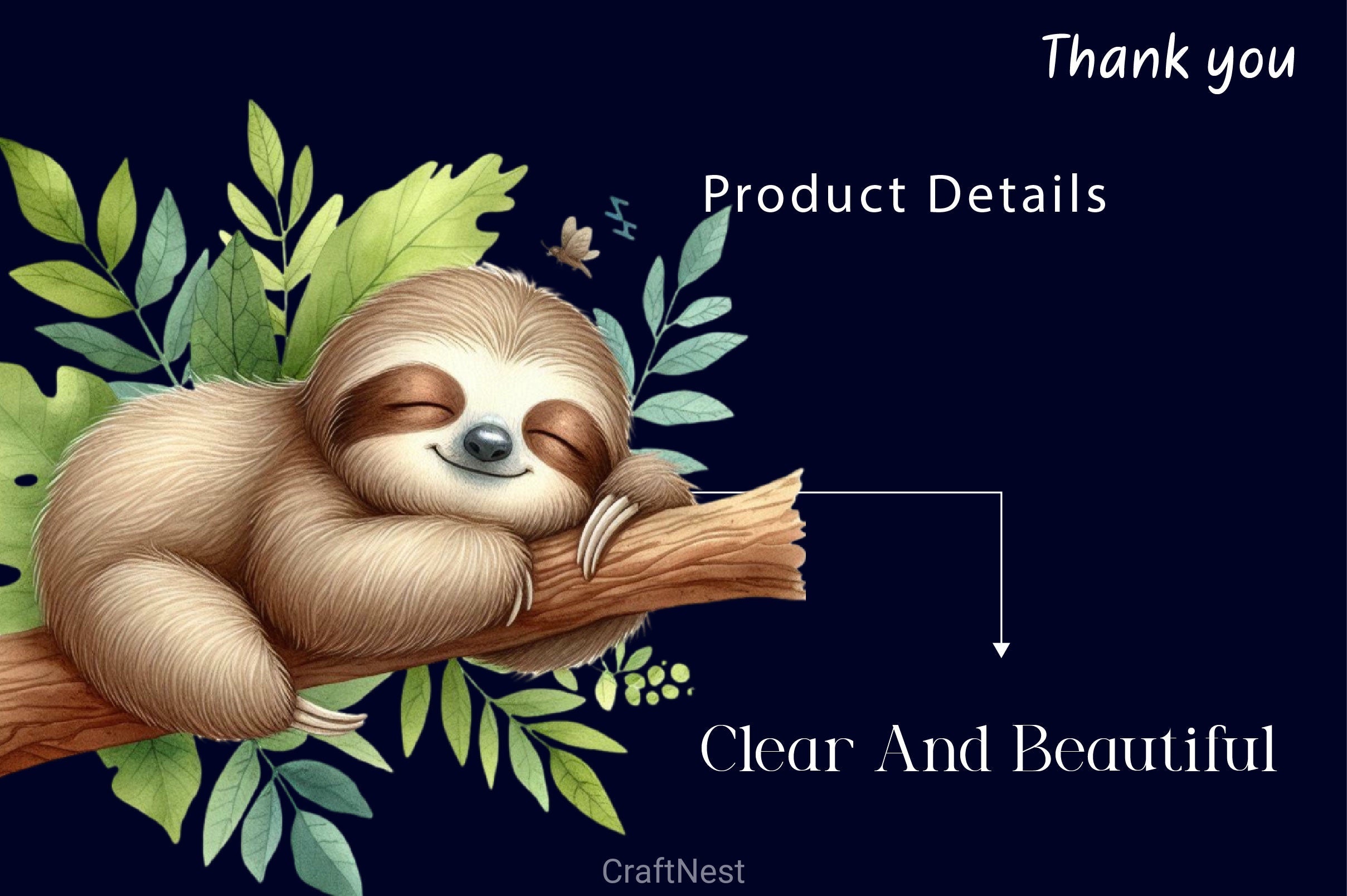 Sleepy Sloth Clipart Bundle 3