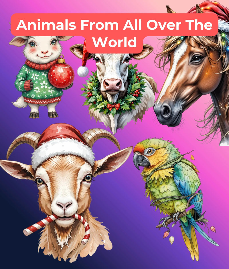 Christmas Zoo Clipart Bundle - CraftNest - Digital Crafting and Art