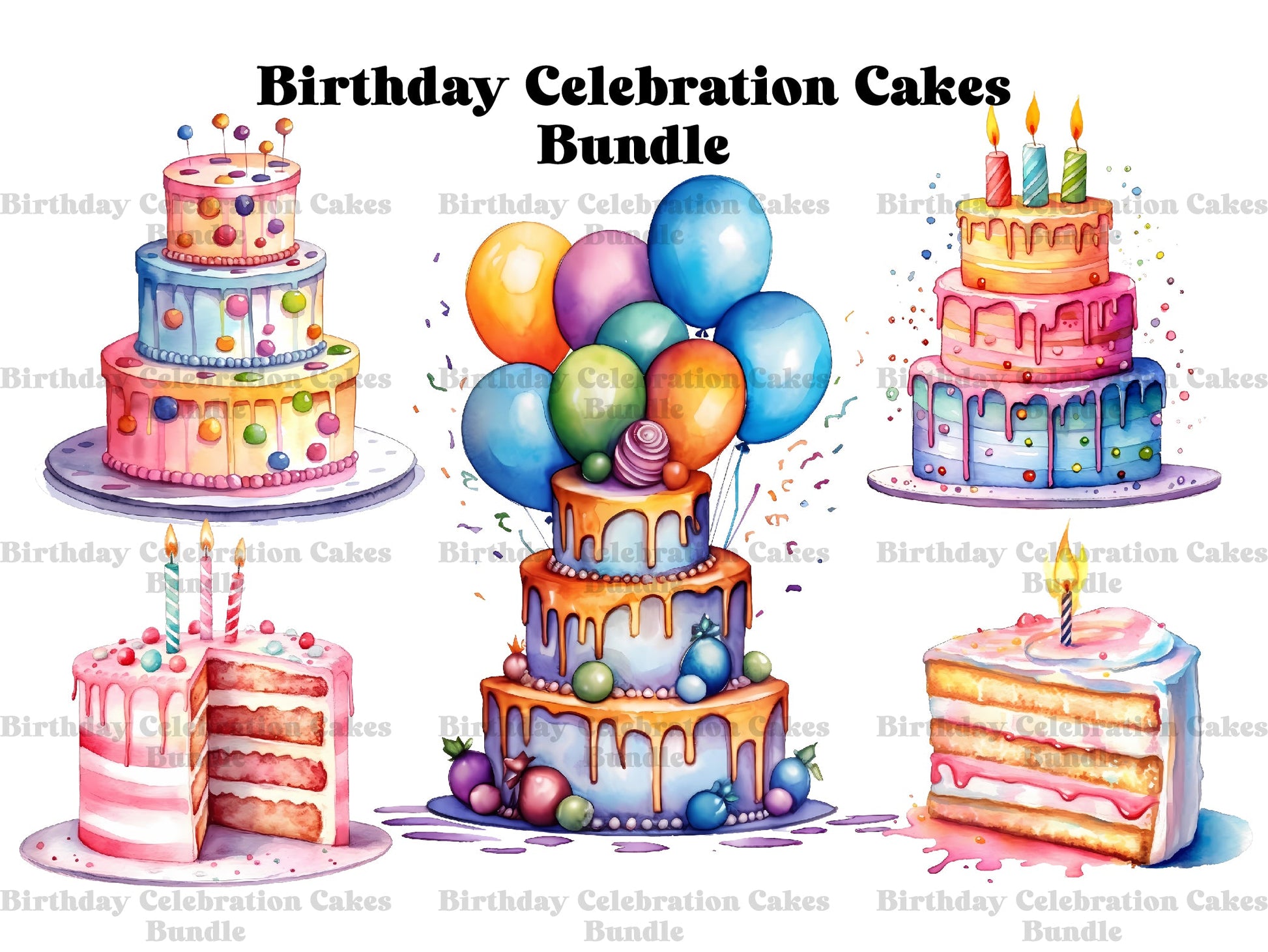 Birthday Celebration Cakes Clipart - CraftNest