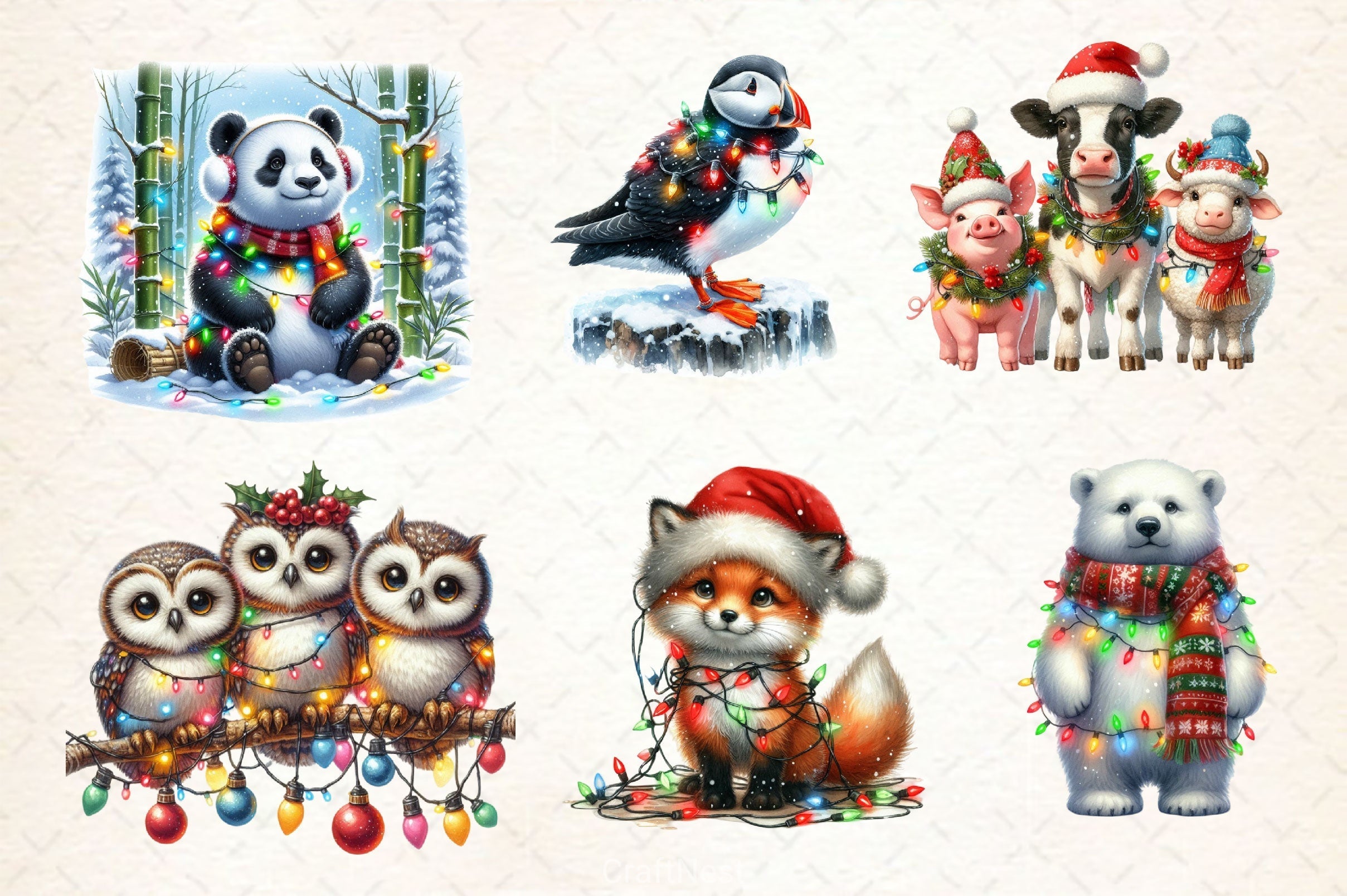 Christmas Animal Clipart Bundle 5