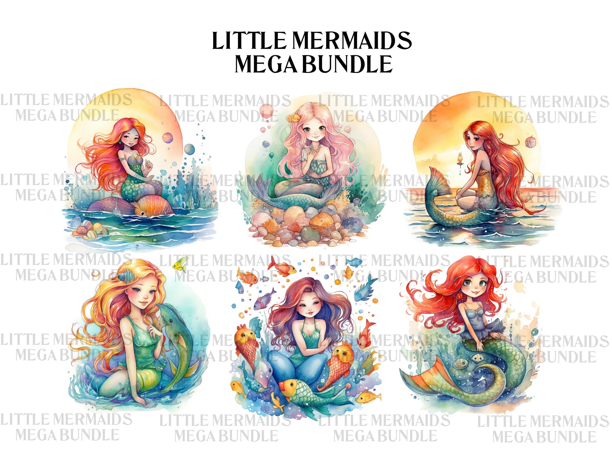 Cute Mermaid Clipart - CraftNest