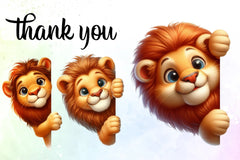 Cute Lion Peeking Clipart Bundle - CraftNest - Digital Crafting and Art