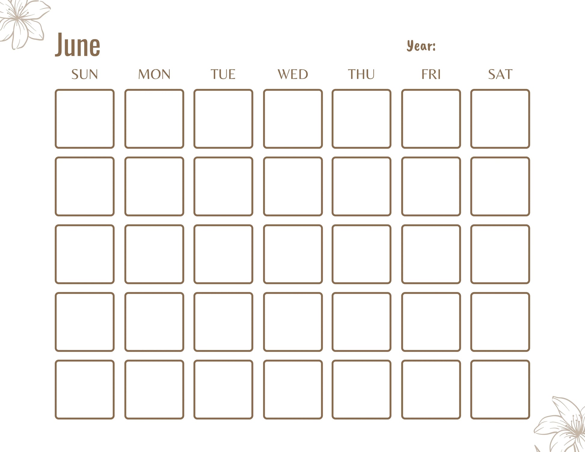Blank Monthly Calendar KDP Planner - CraftNest - Digital Crafting and Art