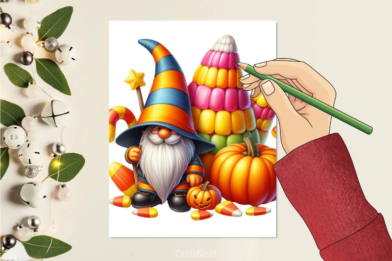 Halloween Gnome & Corn Clipart Bundle - CraftNest - Digital Crafting and Art