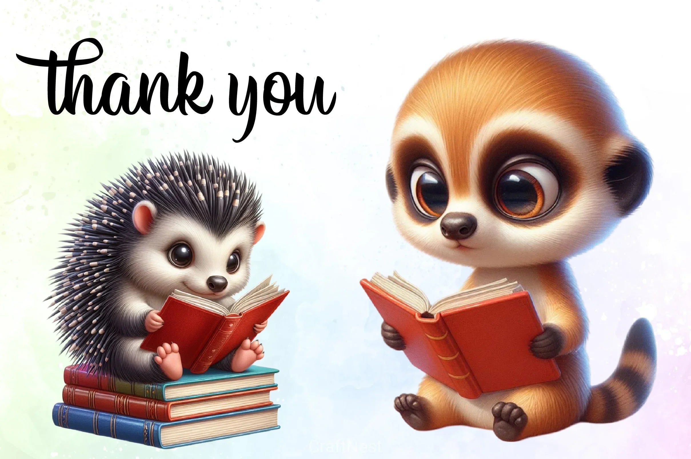 Cute Animals Reading Clipart Bundle - CraftNest - Digital Crafting and Art