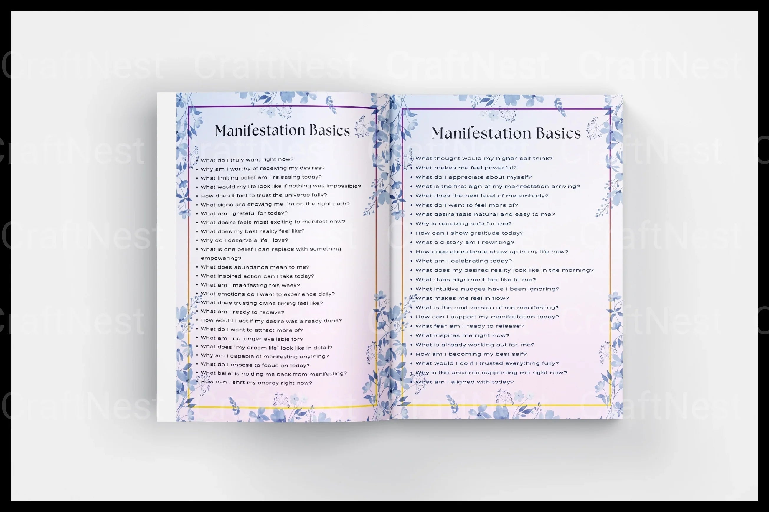 Manifestation Prompts Book for Personal Growth - CraftNest - Digital Crafting and Art