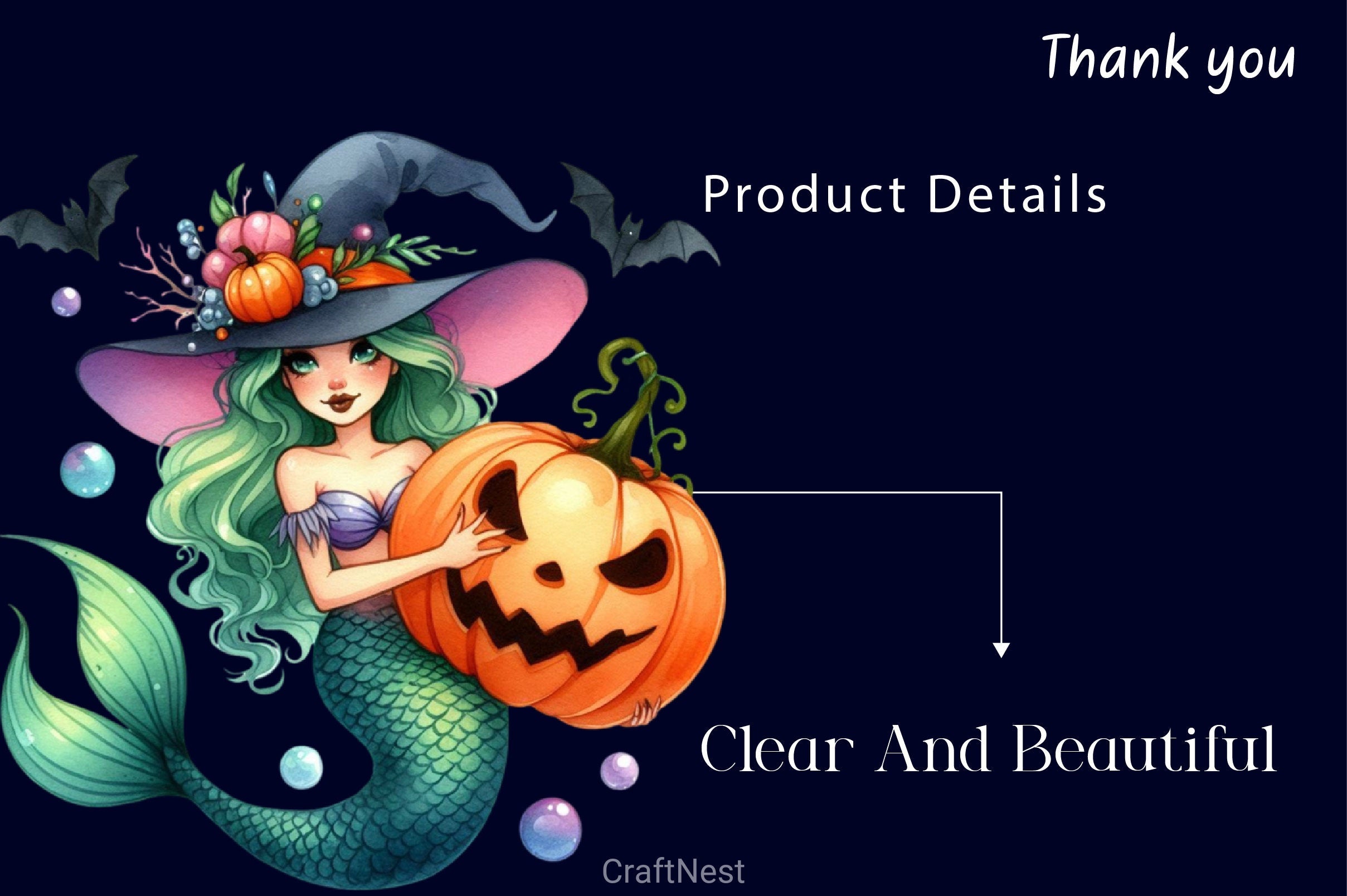 Halloween Mystical Mermaid Girl Clipart Bundle 2