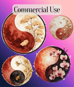 Japandi Yin Yang Blood Moon Clipart Bundle - CraftNest - Digital Crafting and Art
