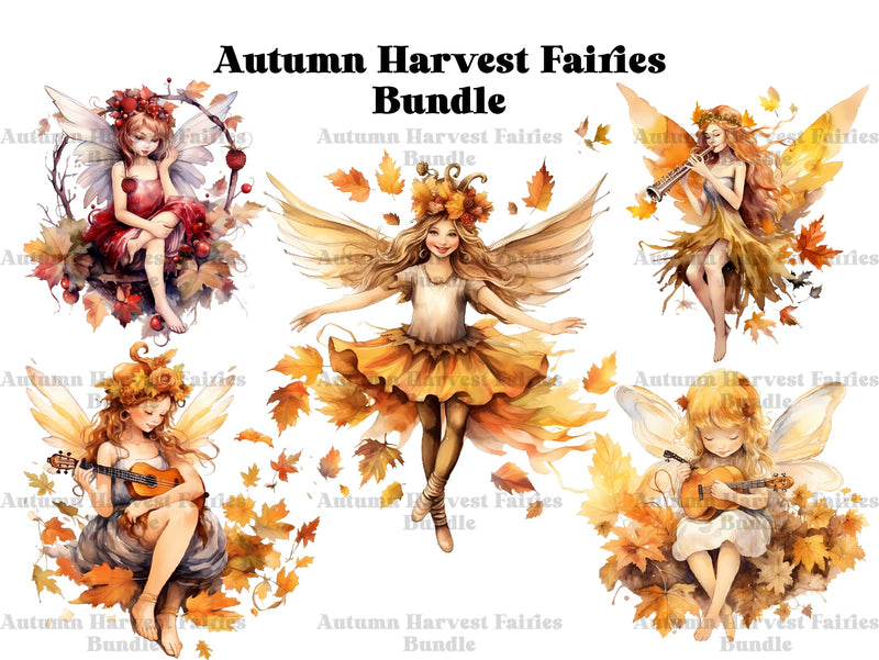Autumn Harvest Fairies Clipart - CraftNest