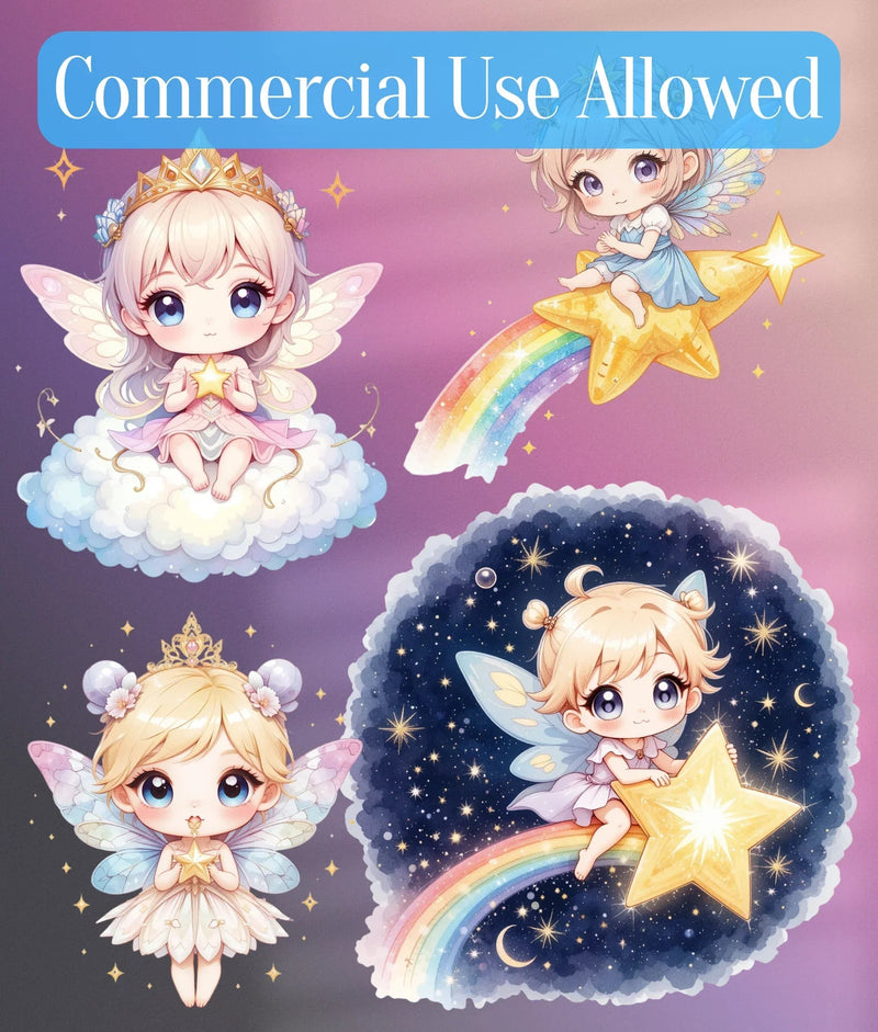 Kawaii Baby Celestial Fairy Clipart Bundle - CraftNest - Digital Crafting and Art