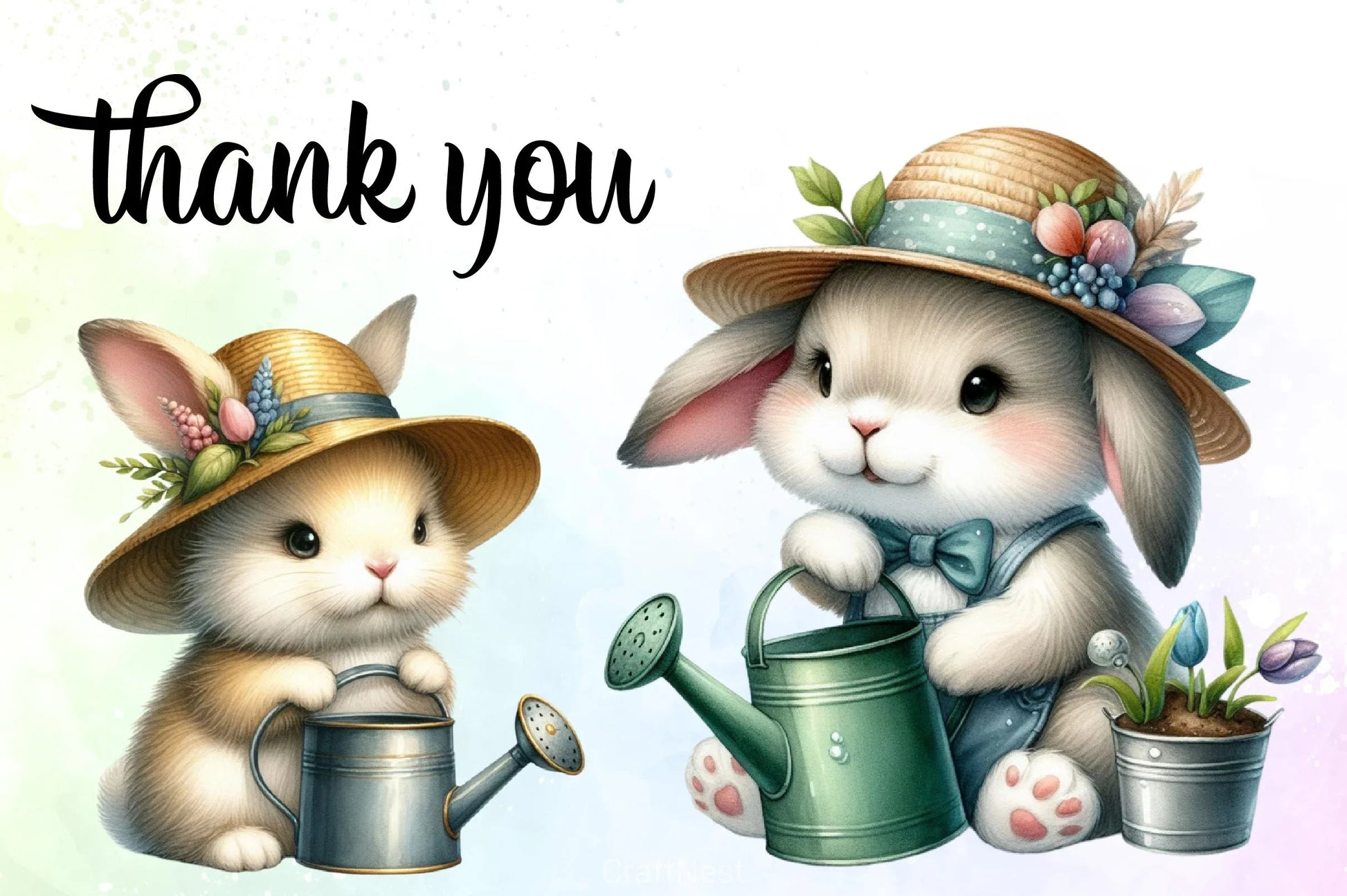 Bunny Flowers Clipart Bundle - CraftNest - Digital Crafting and Art