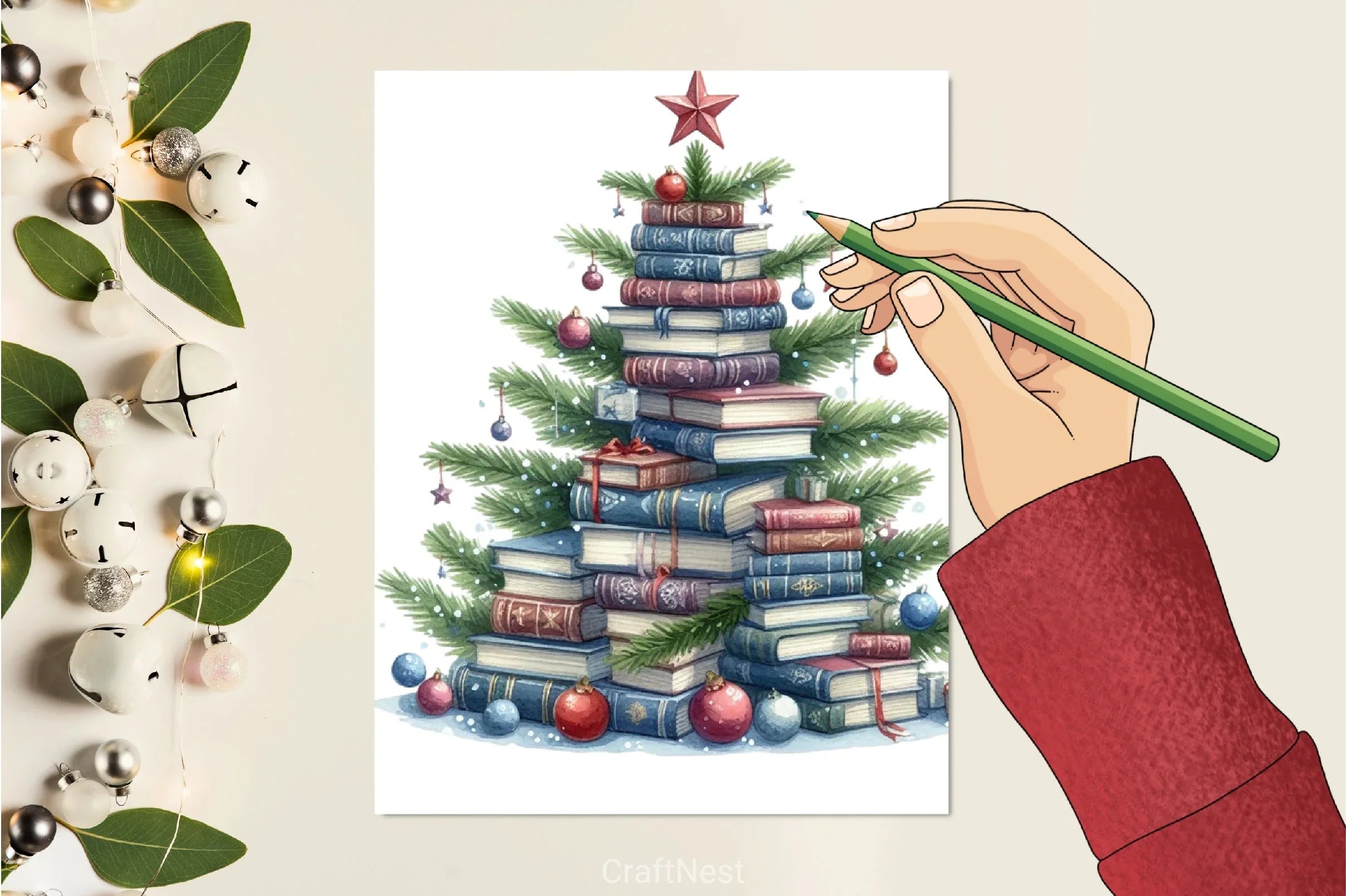 Christmas Book Tree Clipart Bundle - CraftNest - Digital Crafting and Art