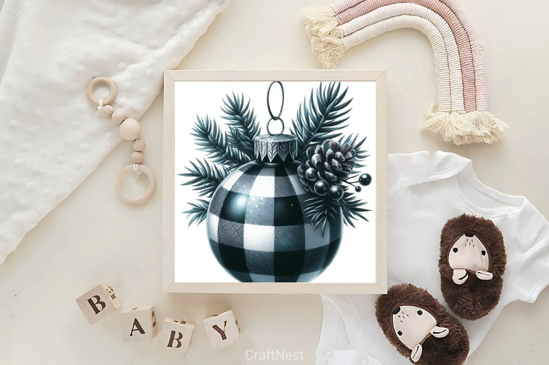 Black & White Plaid Christmas Clipart Bundle - CraftNest - Digital Crafting and Art