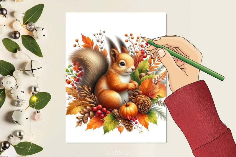 Autumn Squirrel Clipart Bundle 2 - CraftNest - Digital Crafting and Art