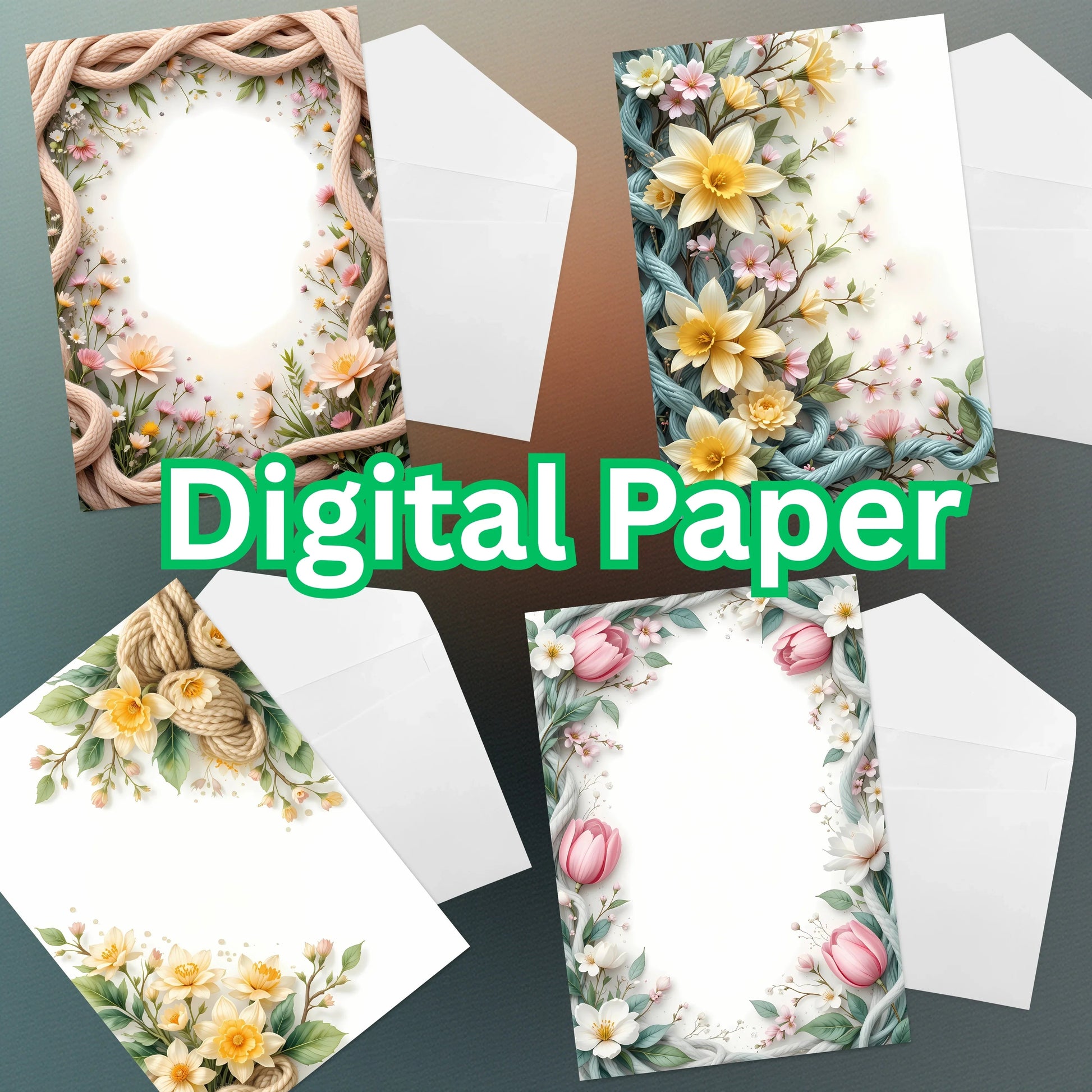 Spring Boho Faux Yarn Floral Borders Clipart Bundle - CraftNest - Digital Crafting and Art