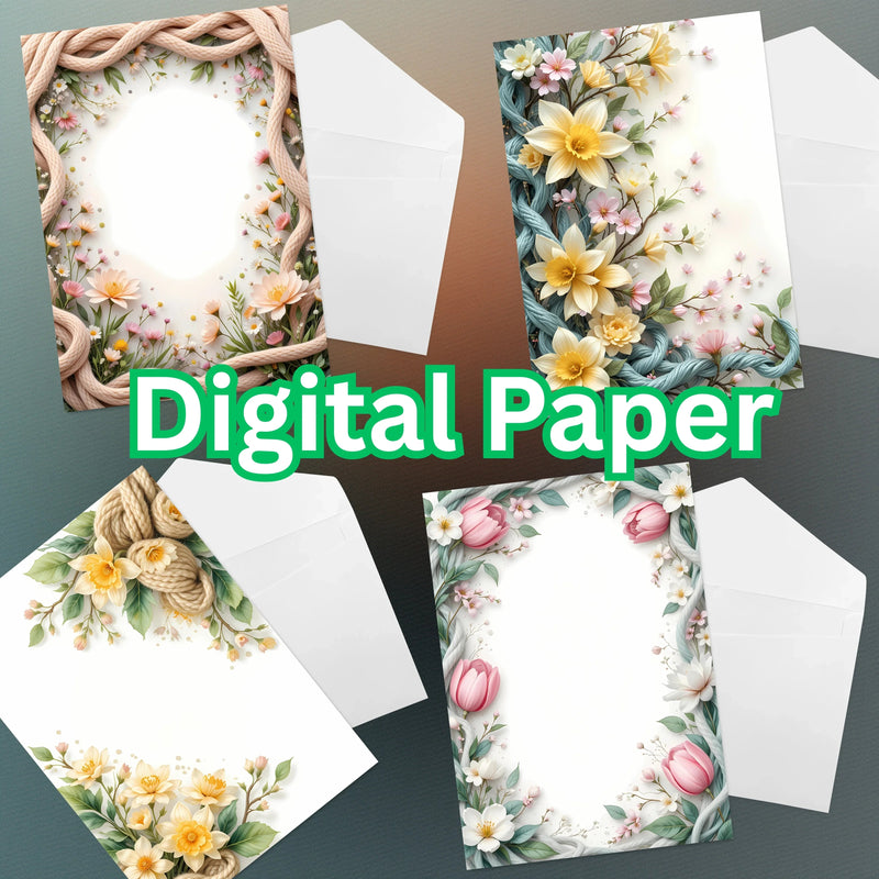 Spring Boho Faux Yarn Floral Borders Clipart Bundle - CraftNest - Digital Crafting and Art